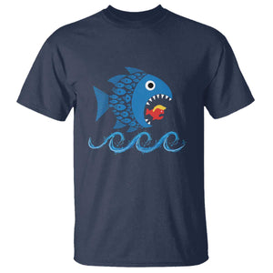 Blue Wave Kamala Fish Eat Fish T Shirt Funny Vote Blue Wave TS10 Navy Print Your Wear