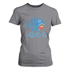 Blue Wave Kamala Fish Eat Fish T Shirt For Women Funny Vote Blue Wave TS10 Charcoal Print Your Wear