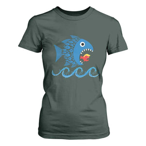 Blue Wave Kamala Fish Eat Fish T Shirt For Women Funny Vote Blue Wave TS10 Dark Forest Green Print Your Wear