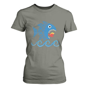 Blue Wave Kamala Fish Eat Fish T Shirt For Women Funny Vote Blue Wave TS10 Military Green Print Your Wear