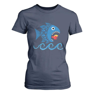 Blue Wave Kamala Fish Eat Fish T Shirt For Women Funny Vote Blue Wave TS10 Navy Print Your Wear