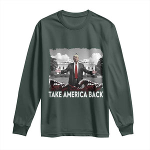 Donald Trump 2024 Long Sleeve Shirt Take America Back Red Wave TS10 Dark Forest Green Print Your Wear