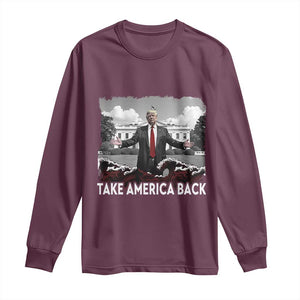 Donald Trump 2024 Long Sleeve Shirt Take America Back Red Wave TS10 Maroon Print Your Wear