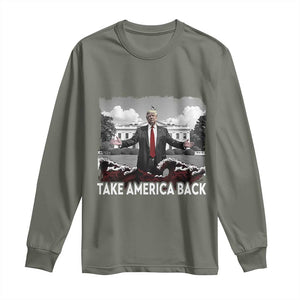 Donald Trump 2024 Long Sleeve Shirt Take America Back Red Wave TS10 Military Green Print Your Wear