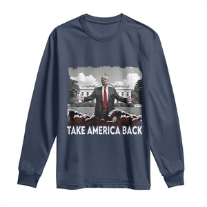 Donald Trump 2024 Long Sleeve Shirt Take America Back Red Wave TS10 Navy Print Your Wear