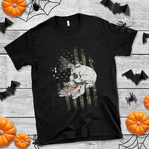 Halloween Fishing Skeleton Skull T Shirt American Flag Camo Fish Skull Fisherman Gifts TS10 Black Print Your Wear