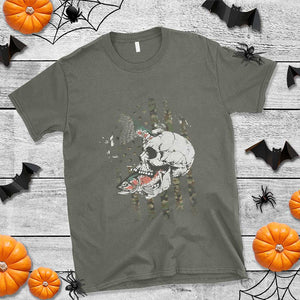 Halloween Fishing Skeleton Skull T Shirt American Flag Camo Fish Skull Fisherman Gifts TS10 Military Green Print Your Wear