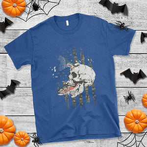 Halloween Fishing Skeleton Skull T Shirt American Flag Camo Fish Skull Fisherman Gifts TS10 Royal Blue Print Your Wear