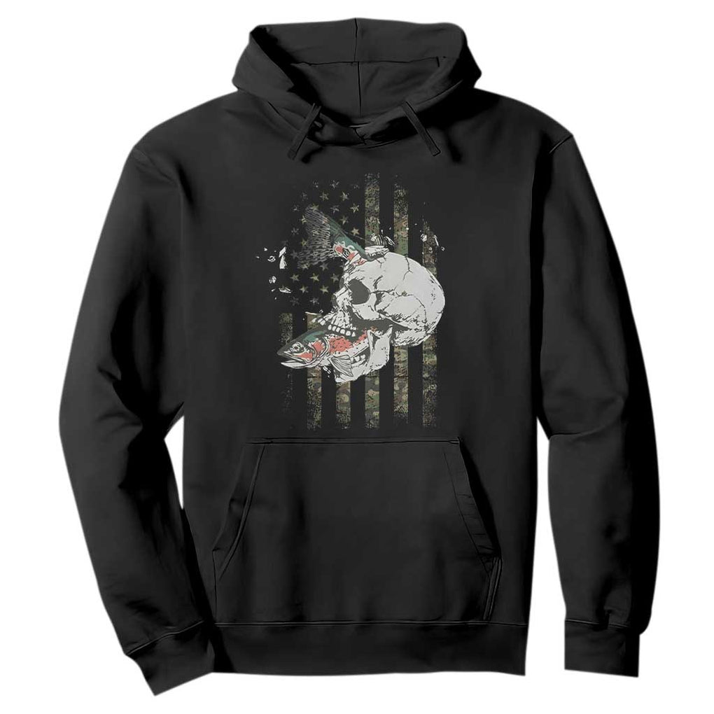 Halloween Fishing Skeleton Skull Hoodie American Flag Camo Fish Skull Fisherman Gifts TS10 Black Print Your Wear