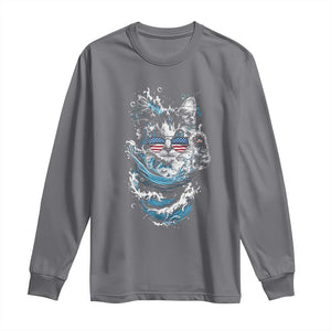 Blue Wave Cat Ladies For Kamala Harris Long Sleeve Shirt TS10 Charcoal Print Your Wear