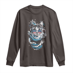 Blue Wave Cat Ladies For Kamala Harris Long Sleeve Shirt TS10 Dark Chocolate Print Your Wear