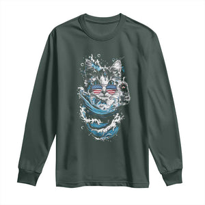 Blue Wave Cat Ladies For Kamala Harris Long Sleeve Shirt TS10 Dark Forest Green Print Your Wear