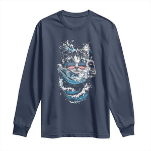 Blue Wave Cat Ladies For Kamala Harris Long Sleeve Shirt TS10 Navy Print Your Wear