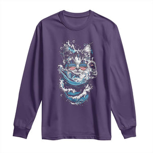 Blue Wave Cat Ladies For Kamala Harris Long Sleeve Shirt TS10 Purple Print Your Wear