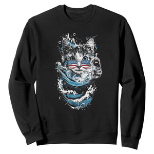 Blue Wave Cat Ladies For Kamala Harris Sweatshirt TS10 Black Print Your Wear