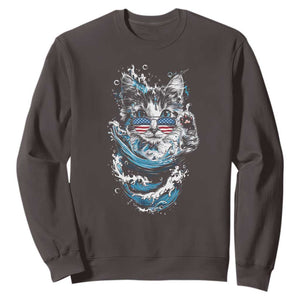 Blue Wave Cat Ladies For Kamala Harris Sweatshirt TS10 Dark Chocolate Print Your Wear