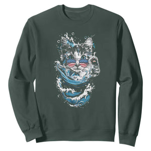 Blue Wave Cat Ladies For Kamala Harris Sweatshirt TS10 Dark Forest Green Print Your Wear