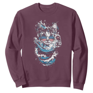 Blue Wave Cat Ladies For Kamala Harris Sweatshirt TS10 Maroon Print Your Wear