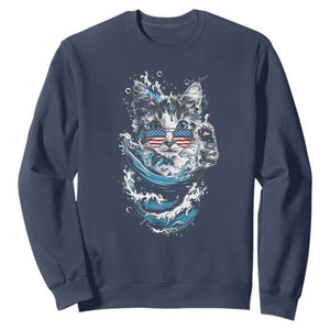 Blue Wave Cat Ladies For Kamala Harris Sweatshirt TS10 Navy Print Your Wear