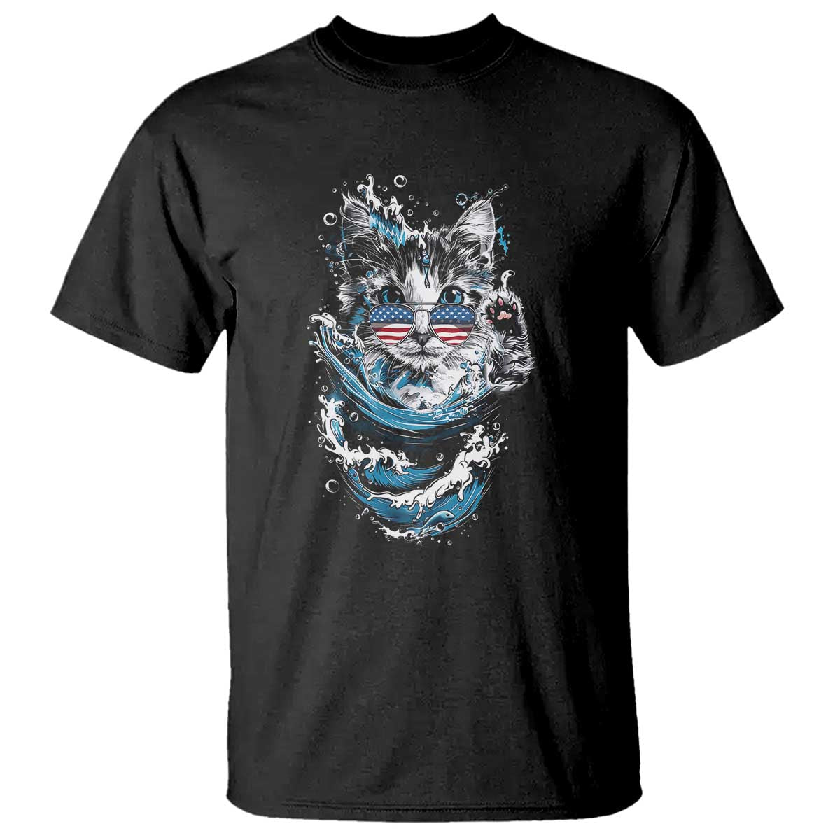 Blue Wave Cat Ladies For Kamala Harris T Shirt TS10 Black Print Your Wear