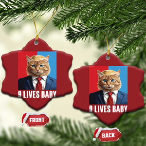 Cat Trump 2024 Christmas Ornament 9 Lives Baby TS10 Snow Flake Red Print Your Wear