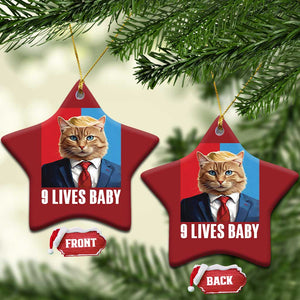 Cat Trump 2024 Christmas Ornament 9 Lives Baby TS10 Star Red Print Your Wear