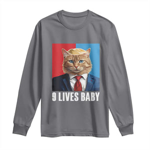 Cat Trump 2024 Long Sleeve Shirt 9 Lives Baby TS10 Charcoal Print Your Wear