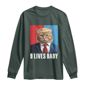 Cat Trump 2024 Long Sleeve Shirt 9 Lives Baby TS10 Dark Forest Green Print Your Wear