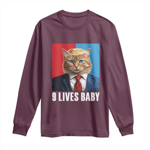 Cat Trump 2024 Long Sleeve Shirt 9 Lives Baby TS10 Maroon Print Your Wear