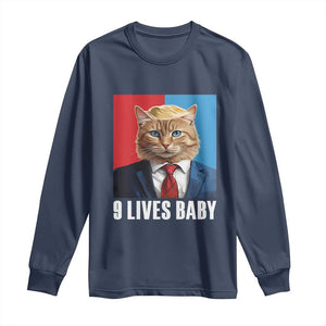 Cat Trump 2024 Long Sleeve Shirt 9 Lives Baby TS10 Navy Print Your Wear