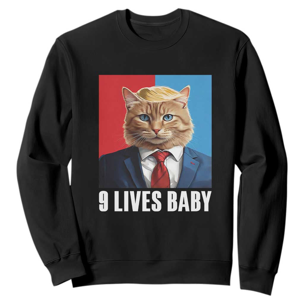 Cat Trump 2024 Sweatshirt 9 Lives Baby TS10 Black Print Your Wear