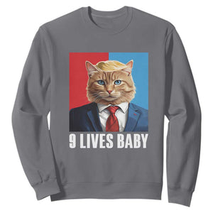 Cat Trump 2024 Sweatshirt 9 Lives Baby TS10 Charcoal Print Your Wear