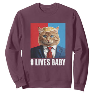 Cat Trump 2024 Sweatshirt 9 Lives Baby TS10 Maroon Print Your Wear