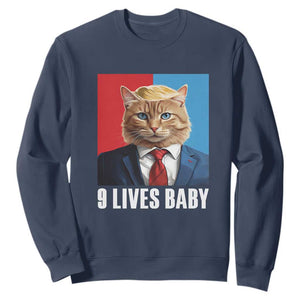 Cat Trump 2024 Sweatshirt 9 Lives Baby TS10 Navy Print Your Wear