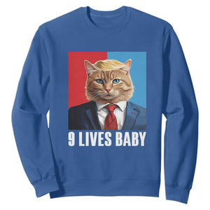 Cat Trump 2024 Sweatshirt 9 Lives Baby TS10 Royal Blue Print Your Wear