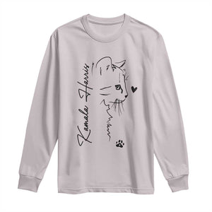 Cat Ladies For Kamala Harris Long Sleeve Shirt 2024 US President TS10 Ice Gray Print Your Wear