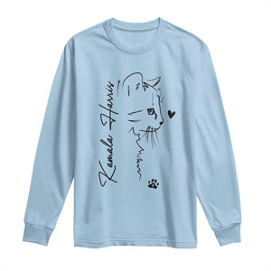 Cat Ladies For Kamala Harris Long Sleeve Shirt 2024 US President TS10 Light Blue Print Your Wear