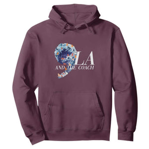 Harris Walz 2024 Hoodie Comma La And The Coach Blue Wave TS10 Maroon Print Your Wear