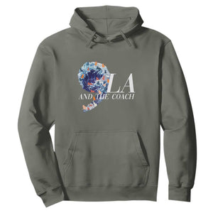 Harris Walz 2024 Hoodie Comma La And The Coach Blue Wave TS10 Military Green Print Your Wear