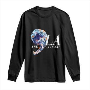 Harris Walz 2024 Long Sleeve Shirt Comma La And The Coach Blue Wave TS10 Black Print Your Wear