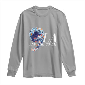 Harris Walz 2024 Long Sleeve Shirt Comma La And The Coach Blue Wave TS10 Sport Gray Print Your Wear