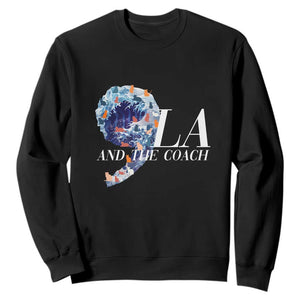 Harris Walz 2024 Sweatshirt Comma La And The Coach Blue Wave TS10 Black Print Your Wear