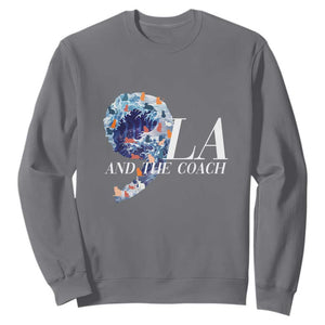 Harris Walz 2024 Sweatshirt Comma La And The Coach Blue Wave TS10 Charcoal Print Your Wear