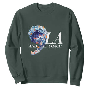 Harris Walz 2024 Sweatshirt Comma La And The Coach Blue Wave TS10 Dark Forest Green Print Your Wear