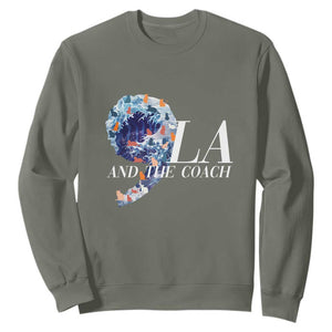 Harris Walz 2024 Sweatshirt Comma La And The Coach Blue Wave TS10 Military Green Print Your Wear