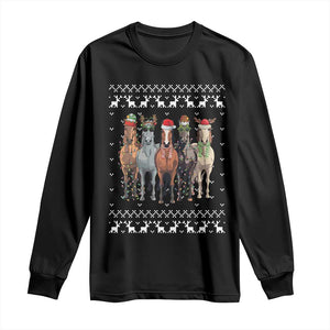 Horse Christmas Long Sleeve Shirt Western Cowboy Cowgirl Howdy Country Ugly Xmas TS10 Black Print Your Wear