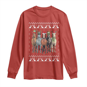 Horse Christmas Long Sleeve Shirt Western Cowboy Cowgirl Howdy Country Ugly Xmas TS10 Red Print Your Wear