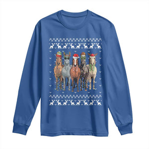 Horse Christmas Long Sleeve Shirt Western Cowboy Cowgirl Howdy Country Ugly Xmas TS10 Royal Blue Print Your Wear