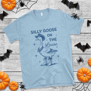 Retro Silly Goose On The Loose T Shirt 90s Aesthetic Funny Cowgirl Western TS10 Light Blue Print Your Wear