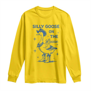 Retro Silly Goose On The Loose Long Sleeve Shirt 90s Aesthetic Funny Cowgirl Western TS10 Daisy Print Your Wear